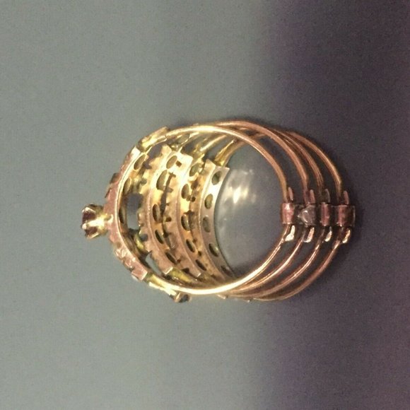 Victorian Rose Gold, Ruby, Sapphire, Emerald & Pearl Multi Band Ring size 6 - Picture 4 of 6